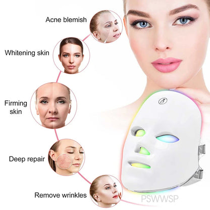 AuraGlow 7-Color LED Light Therapy Beauty Mask