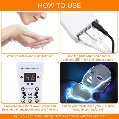 GlowWave 7-Color LED Light Therapy Face & Neck Mask