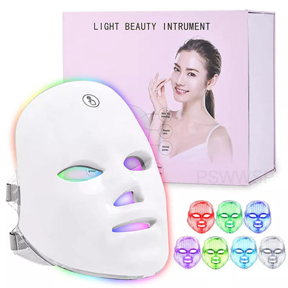 AuraGlow 7-Color LED Light Therapy Beauty Mask