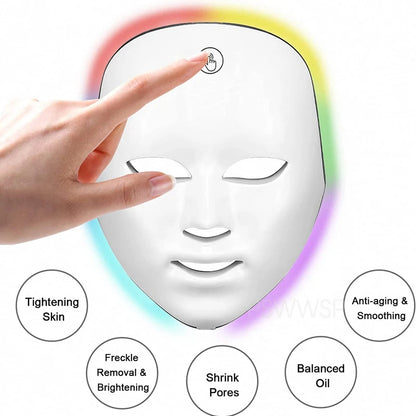 AuraGlow 7-Color LED Light Therapy Beauty Mask